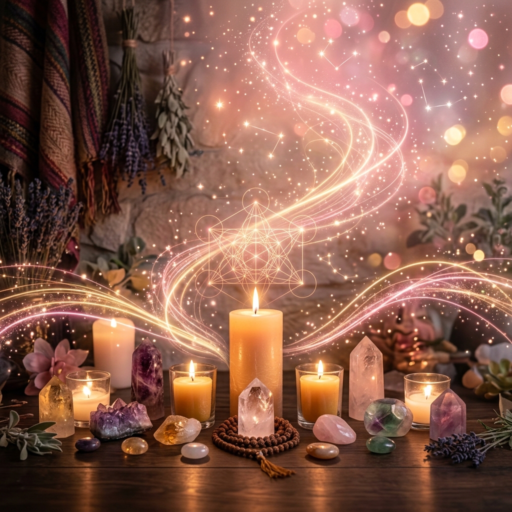 Ambiente místico curativo y rituales espirituales con velas por Luis Hernández